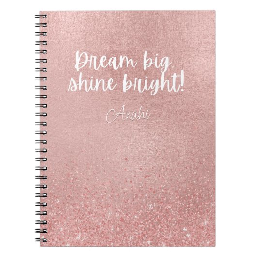 Dream Big Shine Bright! Goudglitter van metallisch Notitieboek (Voorkant)
