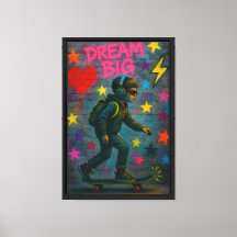 Dream Big Skateboard Boy Canvas Muurkunst Print