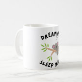Dream Big Sleep More Cute Koala Sleeping on Branch Koffiemok (Voorkant links)