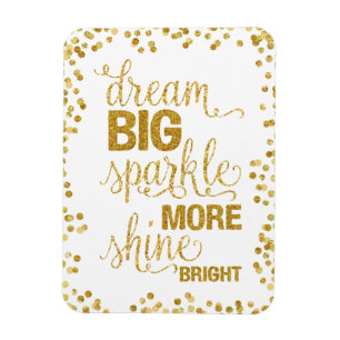 Dream Big Sparkle Meer Shine Bright Gold Confetti Magneet