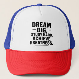 Dream Big, Study Hard, Achieve Greatness" Motivati Trucker Pet