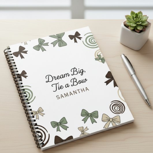Dream Big, Tie a Bow Notebook with name Notitieboek