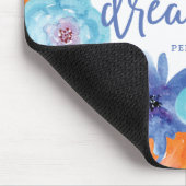 Dream Big | Trendy Blue Waterverf Flowers Muismat (Hoek)