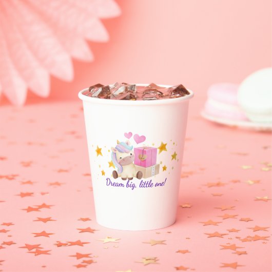 🎁 Dream Big Unicorn Paper Cup ✨💖 Papieren Bekers (Insitu)