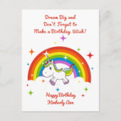 "Dream Big" Unicorn Verjaardag Briefkaart (Voorkant)