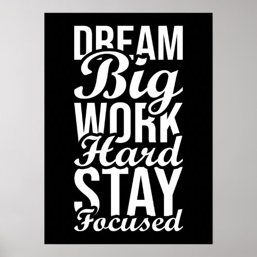Dream Big, werk hard blijven gefocust - Gym, Hustl Poster (Voorkant)