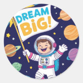 Dream Big with a Kid Astronaut Ronde Sticker (Voorkant)