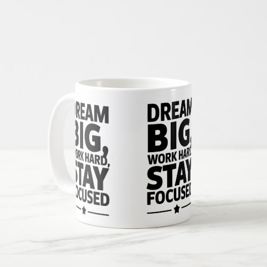 Dream Big, Work Hard Empowering Motivation Design Koffiemok (Voorkant links)