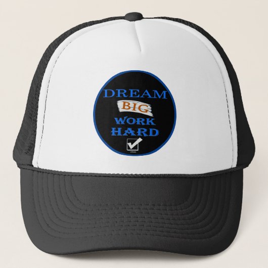 DREAM BIG, WORK HARD inspirerend quote Trucker Pet (Voorkant)