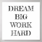 Dream Big Work Hard Minimalist Poster (Voorkant)