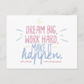 Dream Big Work Hard Motivation Gift Briefkaart Quo (Voorkant)