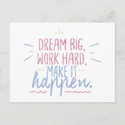 Dream Big Work Hard Motivation Gift Briefkaart Quo (Voorkant)
