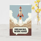 "Dream Big, Work Hard" Success Motivational Card Kaart (Gele Bloem)