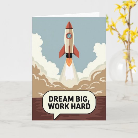 "Dream Big, Work Hard" Success Motivational Card Kaart (Gele Bloem)