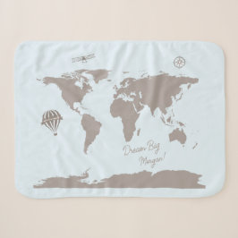 Dream Big World Traveller Blue Gepersonaliseerde b Sherpa Deken
