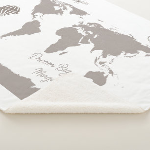 Dream Big World Traveller Gepersonaliseerde baby-n Sherpa Deken