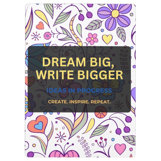 Dream Big, Write Bigger – Inspirational Klembord (Achterkant)