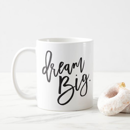 DREAM BIG zwart minimaal script positief leven cit Koffiemok (Met donut)