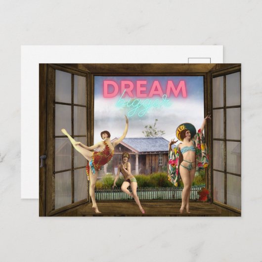 Dream Bigger Altered Art  dansers Briefkaart (Voorkant / Achterkant)