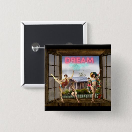 Dream Bigger Altered Art  dansers Vierkante Button 5,1 Cm (Voorkant /achterkant)
