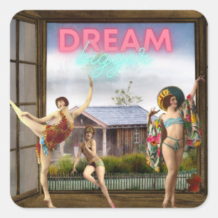 Dream Bigger Altered Art  dansers Vierkante Sticker