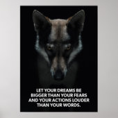 Dream Bigger dan je angst - Wolf Motivatie Poster (Voorkant)