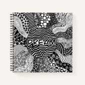 Dream Black en White Mandala Square notebook Notitieboek (Voorkant)