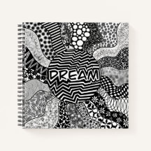 Dream Black en White Mandala Square notebook