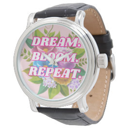 Dream Bloom Repeat Floral Motivatie Ketting Horloge