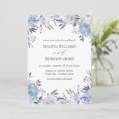 Dream Blue | Fancy bruiloft met bloemen Kaart (Staand voorkant)