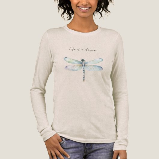 Dream Blue Mint Butterfly Tri-Blend Shirt (Voorkant)