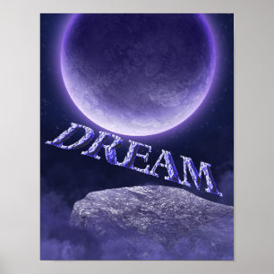 Dream Blue Moon Fantasy Inspirerend Poster