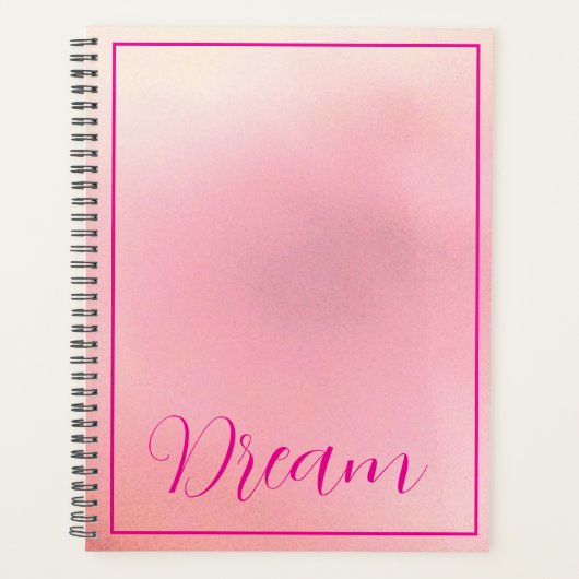 "Dream" Bright Pink Letter Gradient Pink Planner (Voorkant)