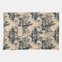 Dream Castle Midnight en Ivory Toile de Jouy Theedoek