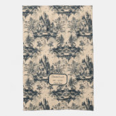 Dream Castle Midnight en Ivory Toile de Jouy Theedoek (Verticaal)