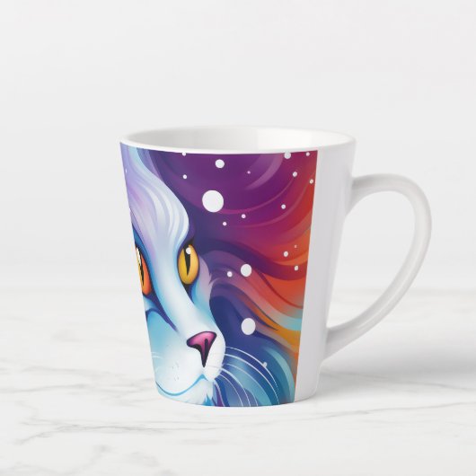 Dream Cat Abstracte wereld van kleuren Latte Mok (Rechts)