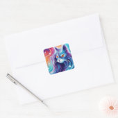 Dream Cat Abstracte wereld van kleuren Vierkante Sticker (Envelop)