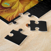 Dream cat groene ogen fantasie gouden veren veren legpuzzel (Zijkant)