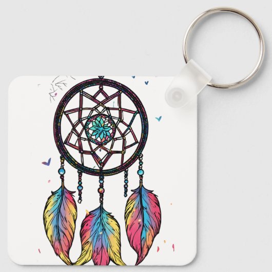 Dream Catcher Aluminium Vierkante Sleutelhanger (Achterkant)