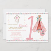 Dream Catcher, Arrows, FlamingoBirthday Uitnodigin Kaart (Voorkant)
