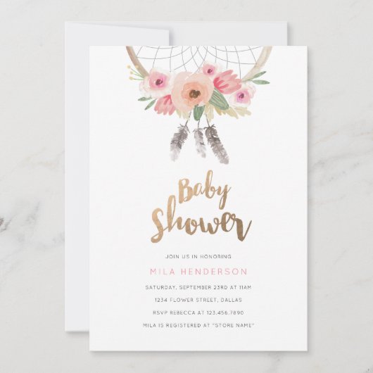 Dream Catcher Baby shower Invitation Kaart (Voorkant)