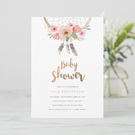 Dream Catcher Baby shower Invitation Kaart (Staand voorkant)