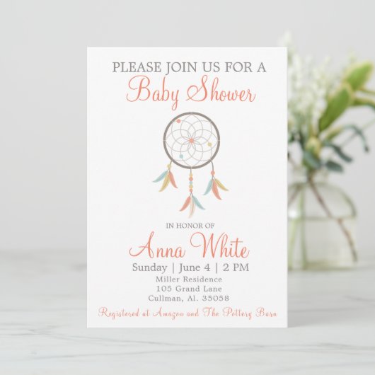 Dream Catcher Baby shower Invitation Kaart (Staand voorkant)