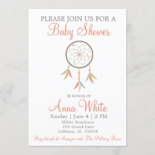 Dream Catcher Baby shower Invitation Kaart