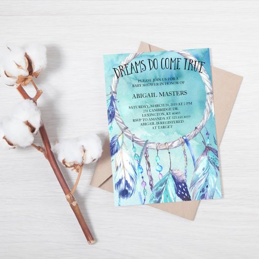 Dream Catcher Baby shower Invitation Tribal Boho Kaart
