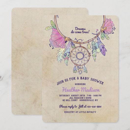 Dream Catcher Baby shower Kaart (Voorkant / Achterkant)