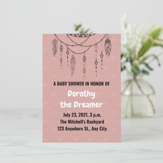 Dream catcher baby shower-uitnodiging aankondiging (Staand voorkant)