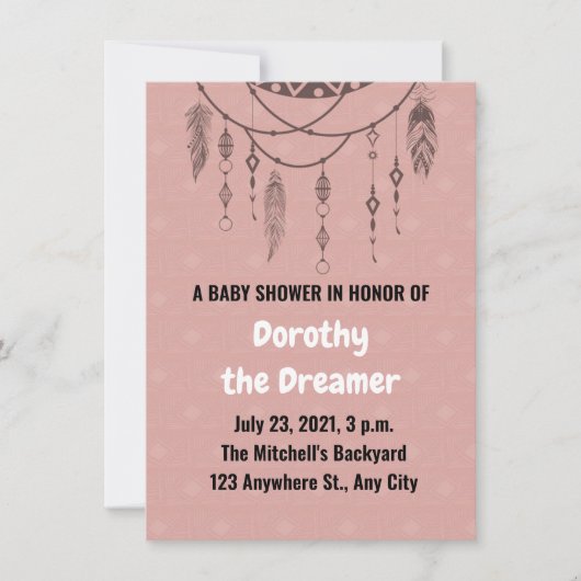Dream catcher baby shower-uitnodiging aankondiging (Voorkant)