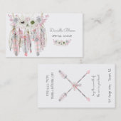 Dream Catcher Boho Arrows Feathers Pink Grey Visitekaartje (Voorkant / Achterkant)