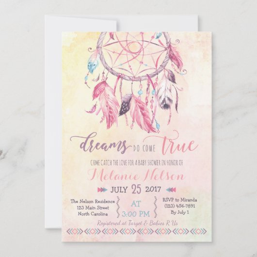 Dream Catcher Boho Baby shower Uitnodiging (Voorkant)